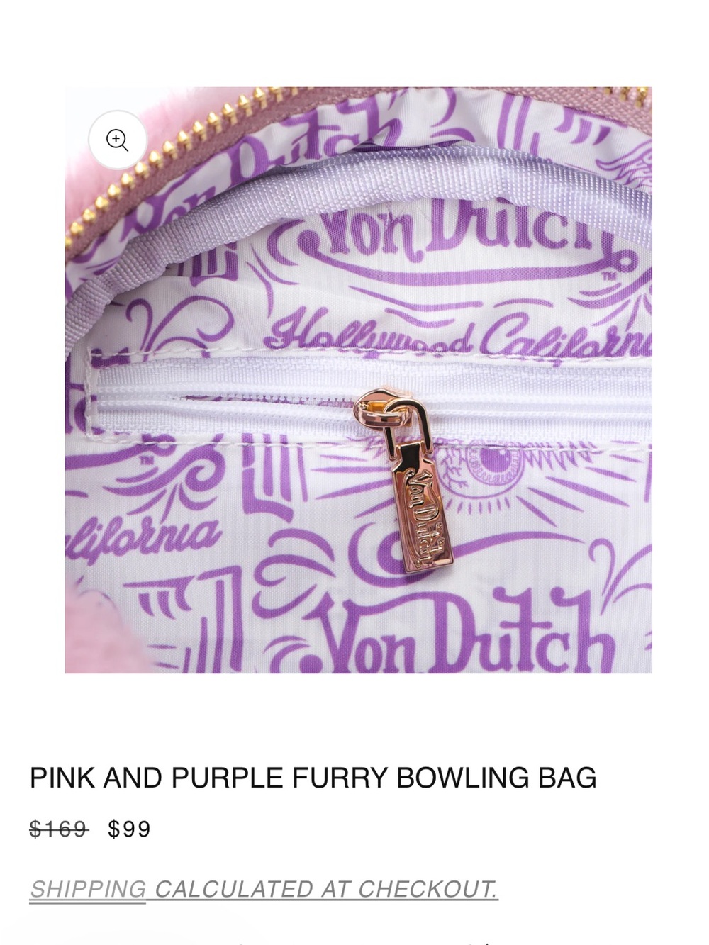 Von Dutch Lavender & Purple Fuzzy Dome Satchel - Picture 8 of 17